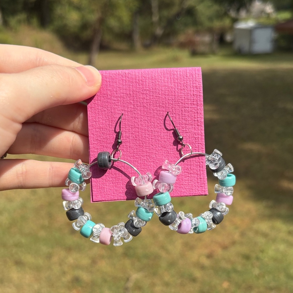 Colorful Beaded Hoop Earrings